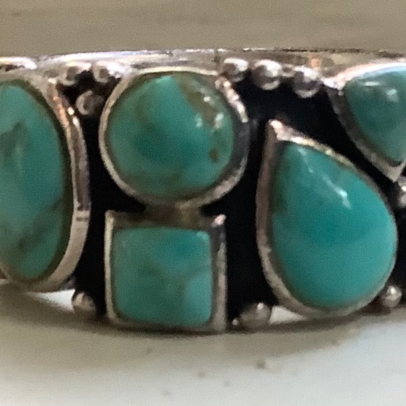GORGEOUS STERLING SILVER TURQUOISE BAND WITH 7 STONES!! - Picture 11 of 11